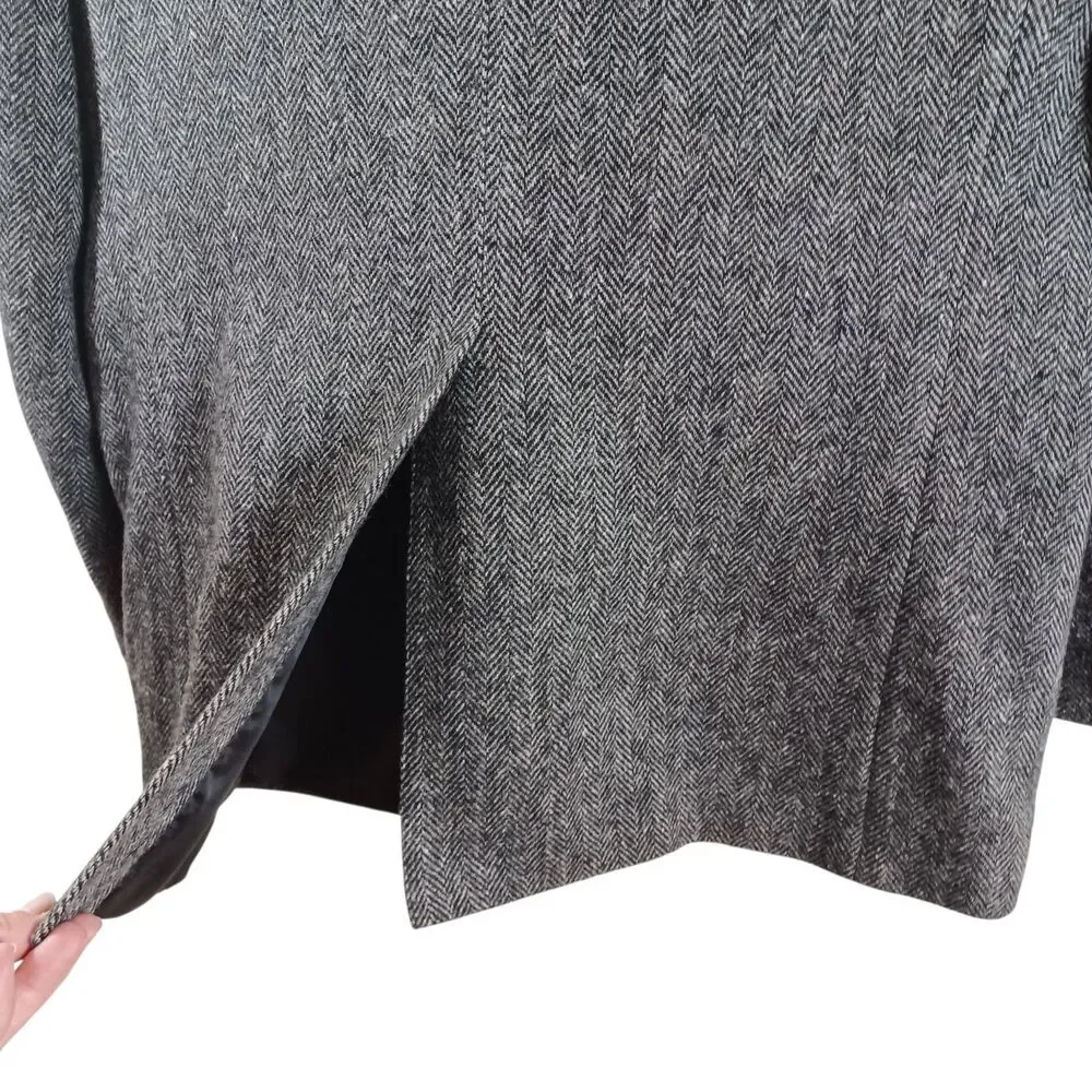 Classic Wool Heritage Y2K Wall Street 44L Gray Herringbone Prep SportCoat Blazer